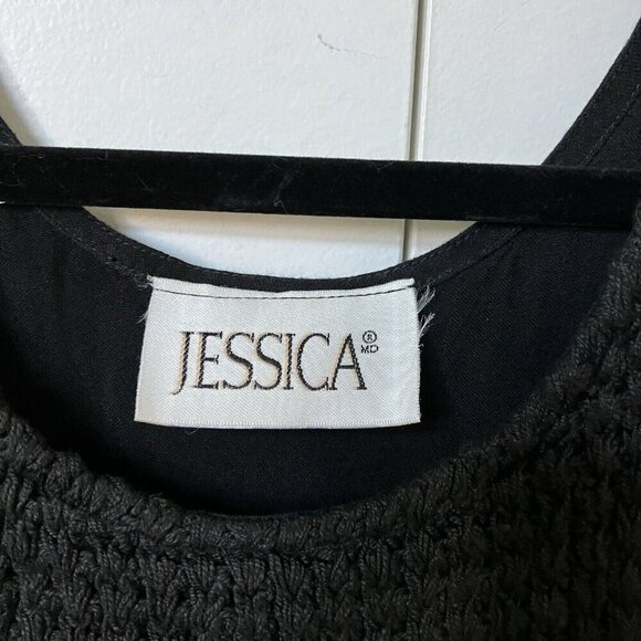 Vintage Jessica Maxi Dress Womens S Black Crochet Top Sheer Gauze Whimsigoth - Picture 2 of 6